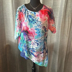 Blue and pink Chico's Blouse